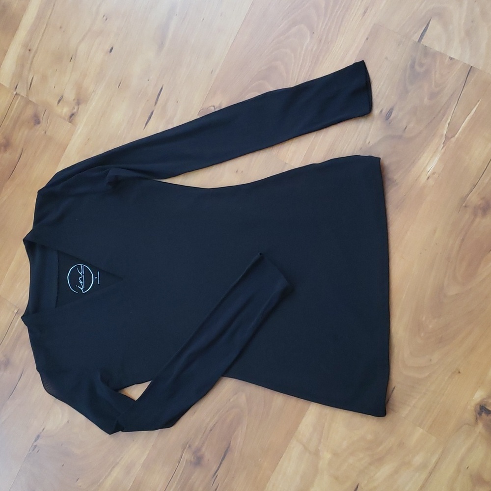 INC sheer sleeve black shirt